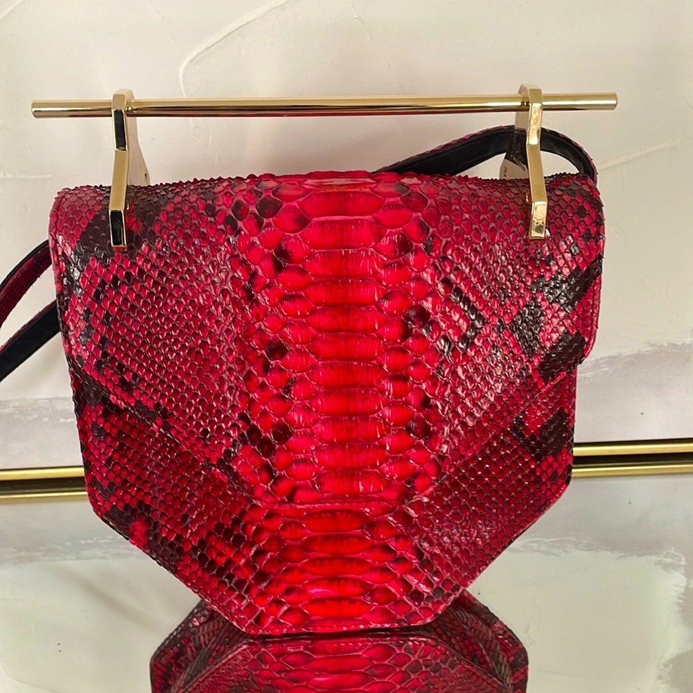 M2Malletier. Amor Fati bag. Red python skin classic bag
